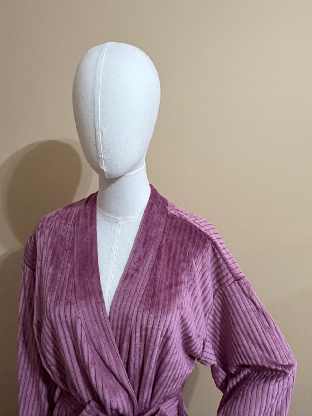 Bliss Ribbed Plush Wrap Robe in Mauve